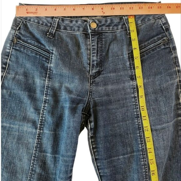 Pilcro Women's Straight Leg Jeans Size 31 Blue Denim Retro Zipper Pockets High - Picture 7 of 15